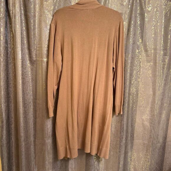 Lane Bryant Long Camel Tan Hooded Cardigan Sweater Overpiece XL 14/16 - Picture 2 of 6